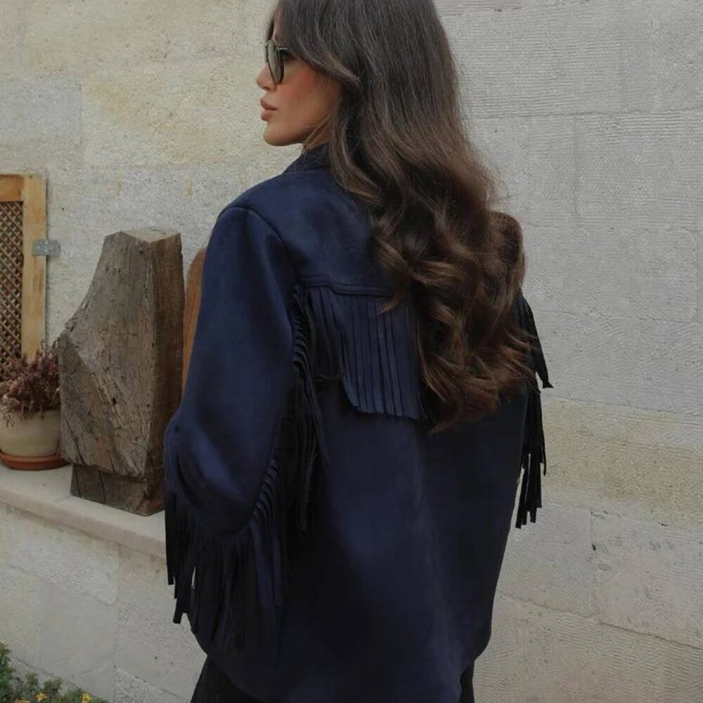 Fringed Suede Cropped Jacket - Picture 4 of 4